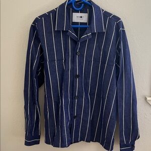 NN07 No Nationality Rob Blazer Stripe Cotton Linen Silk Blend size M